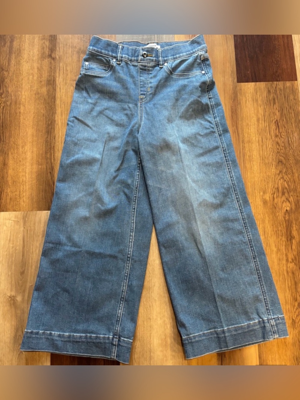 SPANX Women's Relaxed Wide-Leg Denim Jeans in Blue